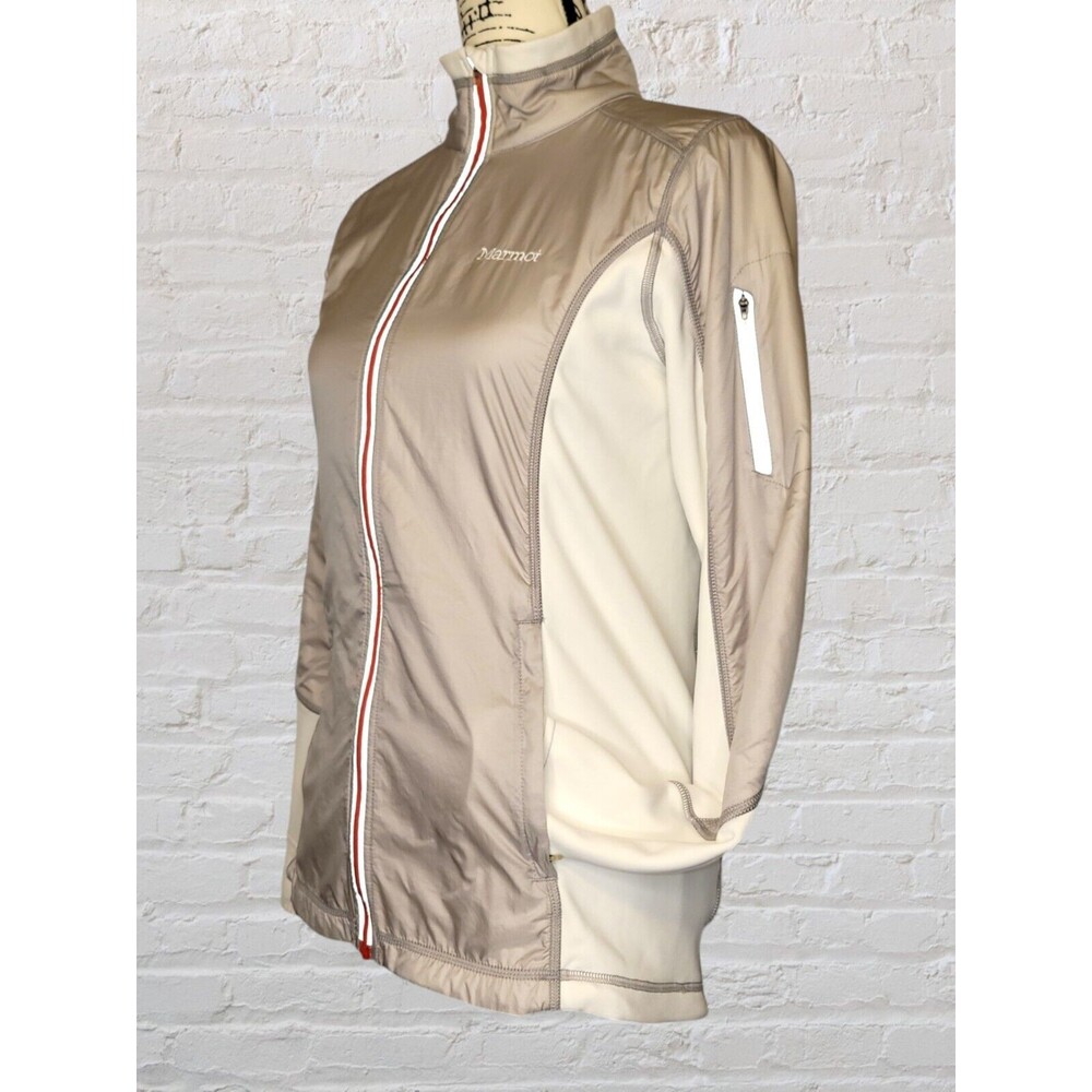 Marmot Lightweight Windbreaker Jacket Women MED Cream Red Full Zip Activewear
